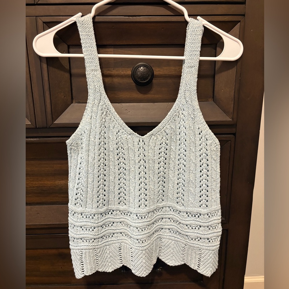 Altar'd State Pale Blue Open-Knit Tank